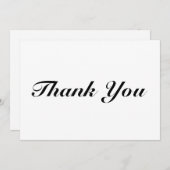 Merci, script noir blanc élégant carte de note (Devant / Derrière)