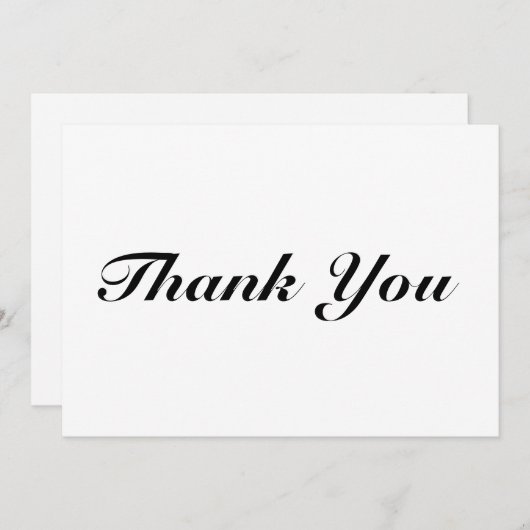Merci, script noir blanc élégant carte de note (Devant / Derrière)