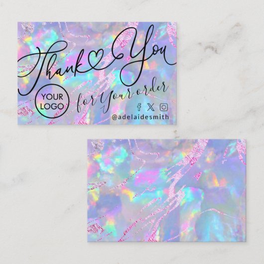 merci script opal texture carte de visite (Devant / Derrière)