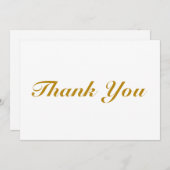 Merci script or foncé blanc élégant carte de note (Devant / Derrière)