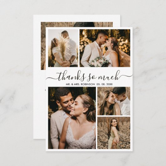 Merci Script Photo Collage Mariage Carte de remerc (Devant / Derrière)