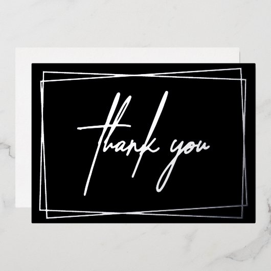 Merci simple avec cadre Foil Invitation (Recto/Verso)