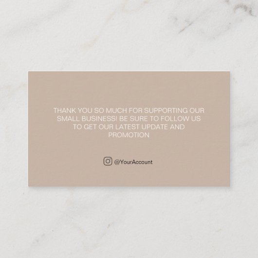 Merci simple de Mocca pour carte d'achat (Dos)