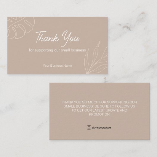Merci simple de Mocca pour carte d'achat (Devant / Derrière)