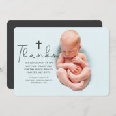 Merci simple et moderne de photo croisé Baptême (Devant / Derrière)