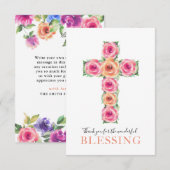 Merci simple Religieux avec Croix Aquarelle (Devant / Derrière)