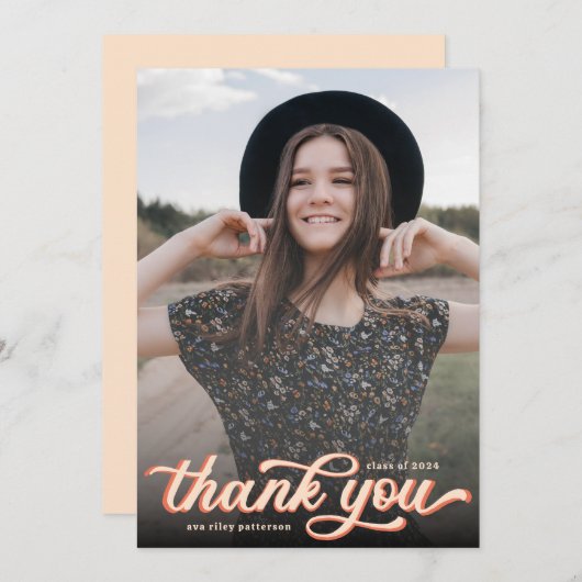 Merci simple Retro Photo Graduation (Devant / Derrière)