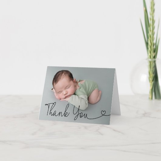 Merci simple Script Faire-part photo bébé (Devant)