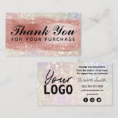 Merci Sparkly Pour Vos Cartes De Commande Rose Gol (Devant / Derrière)