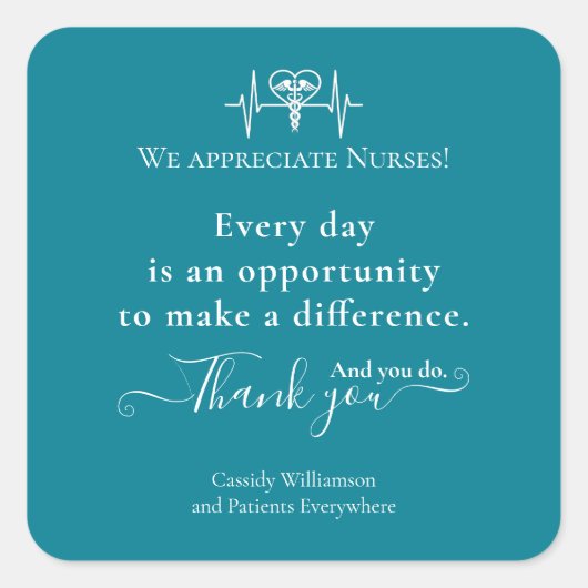 Merci Sticker Patient à Nurse Personnalisé (Devant)