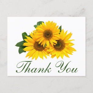 Merci Sunflower Floral Carte postale