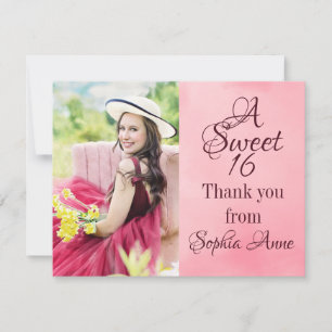 Merci Sweet 16 Photo Aquarelle Rose
