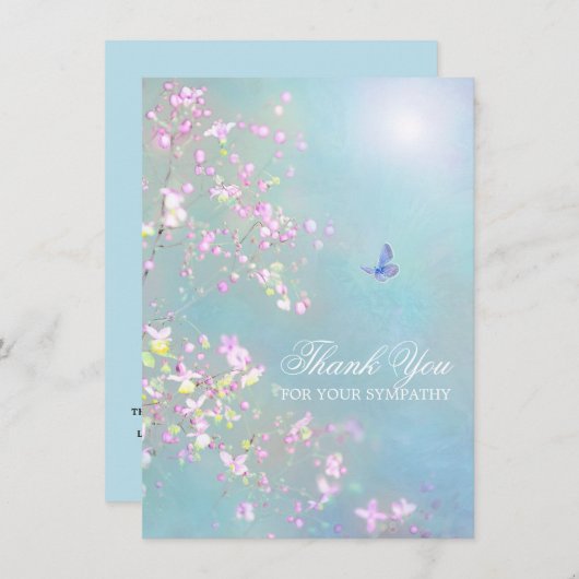 Merci Sympathie Funérailles Papillon PHOTO (Devant / Derrière)