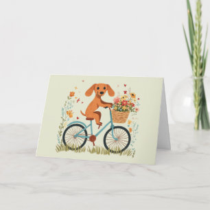 Merci Teckel Chien à Vélo Fleurs de Printemps