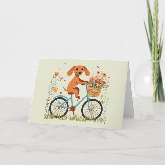 Merci Teckel Chien à Vélo Fleurs de Printemps (Devant)