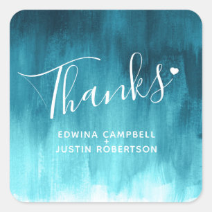 Merci turquoise aqua aquarelle lavage autocollants