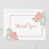 Merci turquoise de corail de baby shower floral (Devant / Derrière)