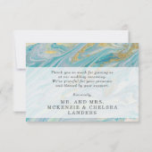 Merci Turquoise & Gold Marble Carte photo (Dos)