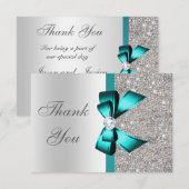 Merci turquoise vibrant de diamants d'argent d'arc (Devant / Derrière)