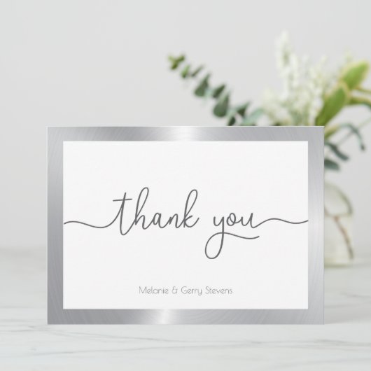 Merci typographie, argent et blanc arrière - plan (Debout devant)