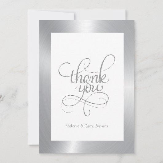 Merci typographie, argent sur arrière - plan blanc (Devant)