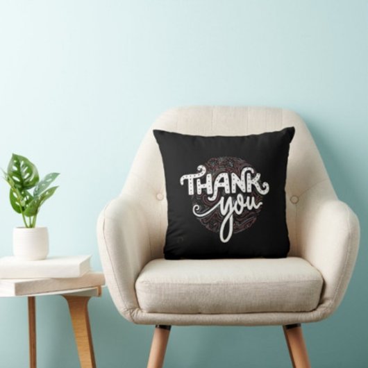 Merci Typographie Coussin noir