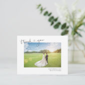 Merci Typographie du coeur Photo Mariage Carte pos (Debout devant)