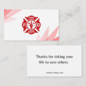 Merci Une Carte D'Appel De Pompier (Devant / Derrière)