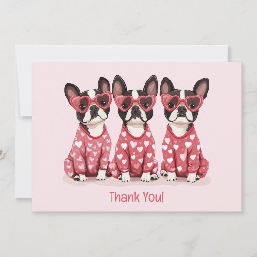 Merci Valentines Day Boston Terrier Chiens (Devant)