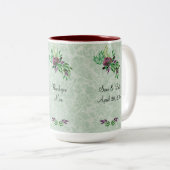 Merci vert Mint Damask 15 oz Mug à deux tons (Devant droit)