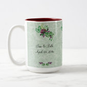 Merci vert Mint Damask 15 oz Mug à deux tons (Gauche)