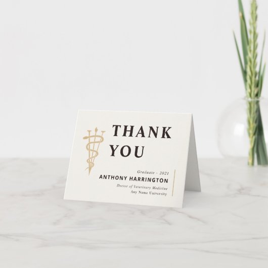 Merci vétérinaire plié Or noir (Devant)