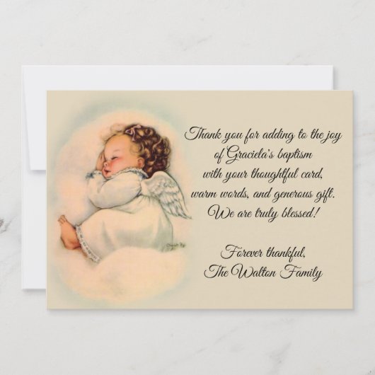 Merci vintage baptismal d'ange de bébé (Devant)
