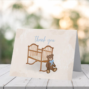 Merci vintage Bébé Bleu Teddy Ours mignonne Simple