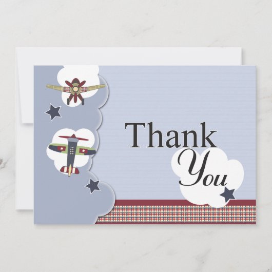 Merci vintage de baby shower d'avion (Devant)