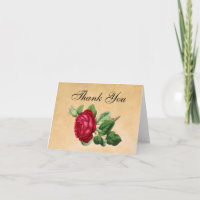Merci vintage de mariage de rose rouge