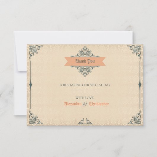 Merci vintage de mariage de style victorien (Devant)