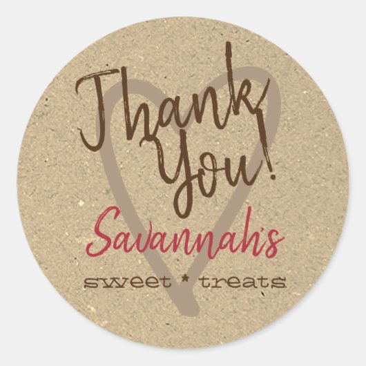 Merci vintage Étiquette Cuisine Beige Papier Kraft (Devant)