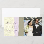 Merci violet beige Mariage Carte photo (Devant / Derrière)