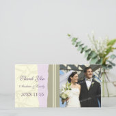 Merci violet beige Mariage Carte photo (Debout devant)