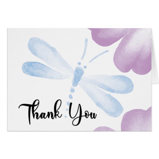 Merci Watercolor Dragonfly Card - Personnaliser (Devant Horizontal)
