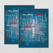 Merci Word Cloud - 5 langues - Bleu profond (Devant / Derrière)