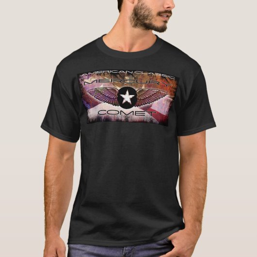 Mercury Comet Winged Star Faded Flag Design T-shirt (Voorkant)