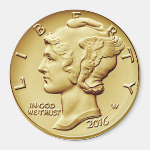 Mercury Dime Centennial Gold Coin Afbeelding ~ Magneet
