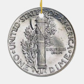 Mercury Dime Money Ornament. Keramisch Ornament (Achterkant)