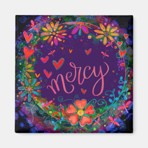 Mercy Paarse Leuk Bloemen Inspirerend Motiveren Magneet