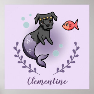 Merdog, Mermaid Dog, Princess, Nursery Room Poster