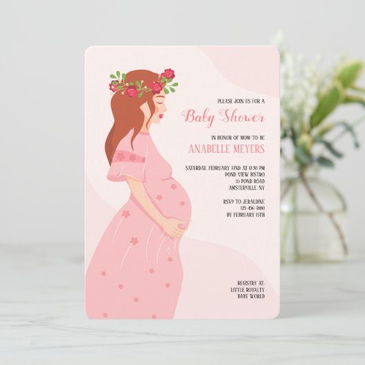 Mère à être bébé Douche Invitations (Debout devant)