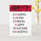 Mère Acronyme Red Roses Carte de fête des mères (Fleur jaune)