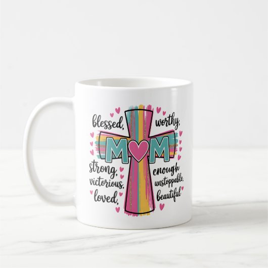 Mère adorée Mug | Foi cadeau de la fête des mères (Gauche)